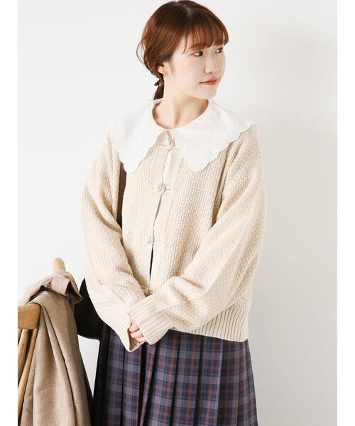 ehka sopo（エヘカソポ）の「柄アソートチャイナボタンカーディガン（カーディガン/ボレロ・レディース・ライトベージュ/レッド/グリーン/キナリ・F）」の12枚目の写真