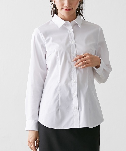 Petitjo（プッチージョ）の「小さいサイズ　形態安定レギュラーカラーシャツ２枚組　低身長さん・小柄女性（シャツ/ブラウス・レディース・オフホワイト・PS/PL/PSS/PM）」の8枚目の写真