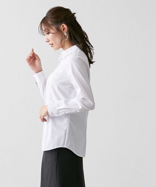 Petitjo（プッチージョ）の「小さいサイズ　形態安定レギュラーカラーシャツ２枚組　低身長さん・小柄女性（シャツ/ブラウス・レディース・オフホワイト・PS/PL/PSS/PM）」の9枚目の写真