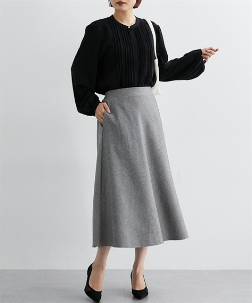 nissen（ニッセン）の「両面起毛　フレアロングスカート（スカート・レディース・ネイビー系/ブラウン系/ブラック/アイボリー/グレー系/ブラック系1/ブラウン系1/ブラウン系2・LL/M/L/S）」の17枚目の写真