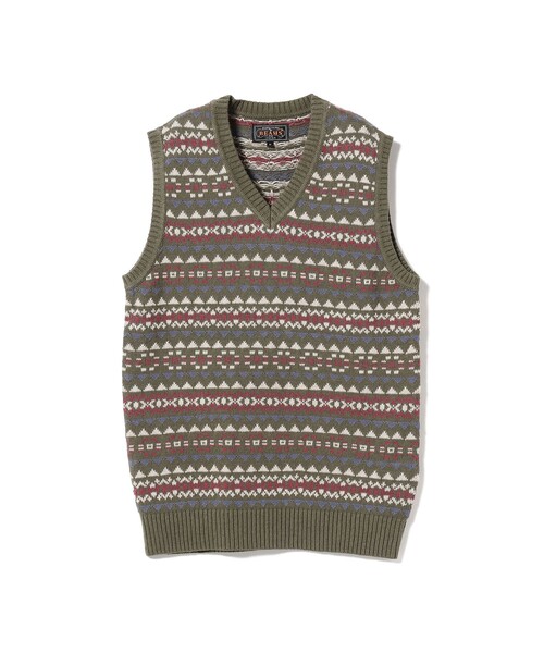 BEAMS PLUS(ビームスプラス)の「BEAMS PLUS / コットン リネン フェアアイル パターン ベスト(ニット/セーター・メンズ・オリーブ/ベージュ/ブルー・XL/L/M/S)」の16枚目の写真