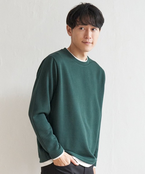 ikka(イッカ)の「フクレジャガードクルーネックレイヤード(Tシャツ/カットソー・メンズ・ピンク/グリーン/ベージュ/ネイビー/ブルー・XL/L/M/S)」の6枚目の写真