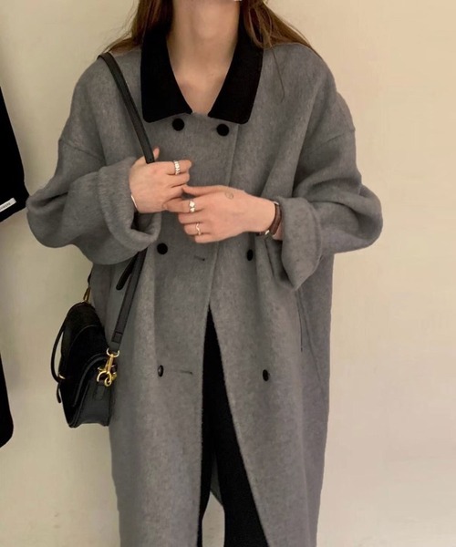 SMILE ORCHID(スマイルオーキッド)の「襟バイカラーウール100%コート(ステンカラーコート・レディース・ブラウン/チャコールグレー/ライトグレー・M)」の9枚目の写真