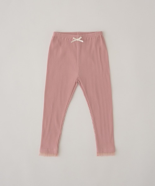 Lycee mine（リセマイン）の「裾チュールフリル9分丈レギンス（レギンス/スパッツ・キッズ・ミント/トップグレー/ピンク/ブラック/ライトベージュ・100cm/110cm/140cm/120cm/130cm/150cm）」の5枚目の写真