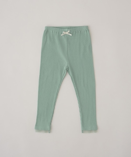 Lycee mine（リセマイン）の「裾チュールフリル9分丈レギンス（レギンス/スパッツ・キッズ・ミント/トップグレー/ピンク/ブラック/ライトベージュ・100cm/110cm/140cm/120cm/130cm/150cm）」の4枚目の写真