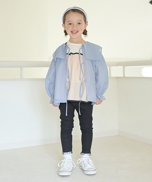 Lycee mine（リセマイン）の「裾チュールフリル9分丈レギンス（レギンス/スパッツ・キッズ・ミント/トップグレー/ピンク/ブラック/ライトベージュ・100cm/110cm/140cm/120cm/130cm/150cm）」の17枚目の写真