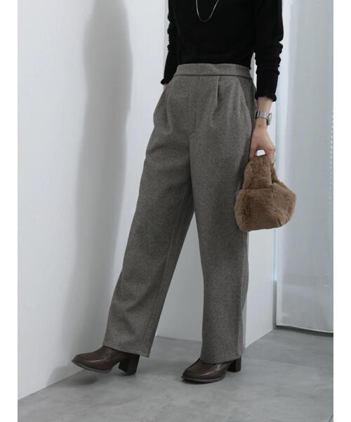 Samansa Mos2 blue（サマンサモスモスブルー）の「ウールライクチェックパンツ（その他パンツ・レディース・ブラウン/チャコールグレー/グレー/ベージュ・F）」の5枚目の写真