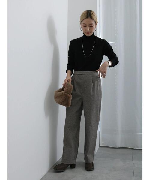 Samansa Mos2 blue（サマンサモスモスブルー）の「ウールライクチェックパンツ（その他パンツ・レディース・ブラウン/チャコールグレー/グレー/ベージュ・F）」の6枚目の写真