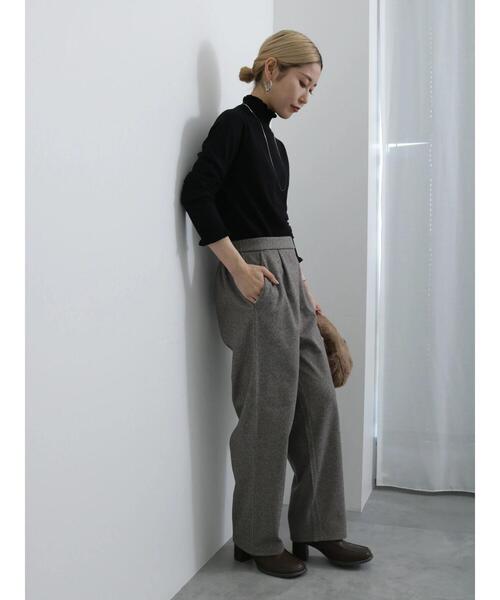 Samansa Mos2 blue（サマンサモスモスブルー）の「ウールライクチェックパンツ（その他パンツ・レディース・ブラウン/チャコールグレー/グレー/ベージュ・F）」の7枚目の写真