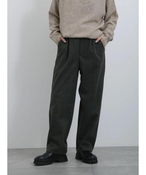Samansa Mos2 blue（サマンサモスモスブルー）の「ウールライクチェックパンツ（その他パンツ・レディース・ブラウン/チャコールグレー/グレー/ベージュ・F）」の10枚目の写真