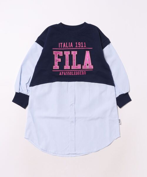 FILA(フィラ)の「FILA/フィラ レイヤード風ワンピース(ワンピース・キッズ・オフホワイト/ネイビー・110/130/120)」の1枚目の写真