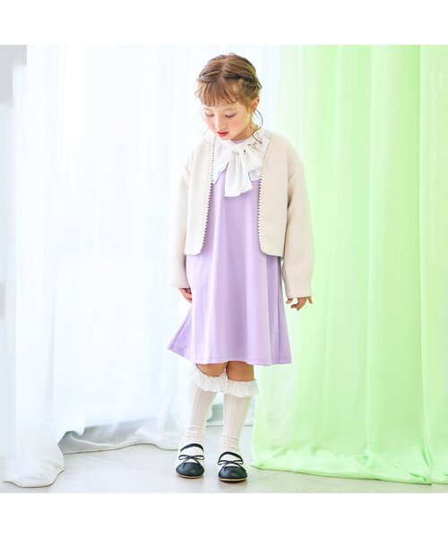 apres les cours（アプレレクール）の「【フォーマル対応】ボウタイフリル衿付きワンピース＿アプレレクールマシェリ（ワンピース・キッズ・ラベンダー/ブラック・100/80/120/140/110/90/130）」の11枚目の写真