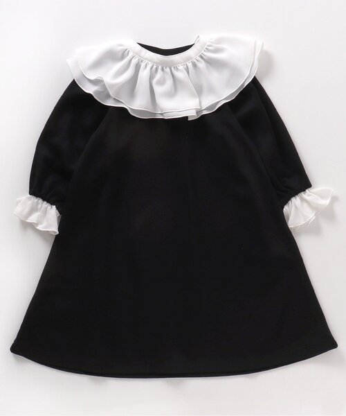 apres les cours（アプレレクール）の「【フォーマル対応】ボウタイフリル衿付きワンピース＿アプレレクールマシェリ（ワンピース・キッズ・ラベンダー/ブラック・100/80/120/140/110/90/130）」の22枚目の写真