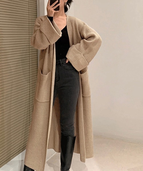 Miniministore(ミニミニストア)の「ロング ニットカーディガン レディース(カーディガン/ボレロ・レディース・ベージュ/ブラック/ブラウン・フリー)」の3枚目の写真