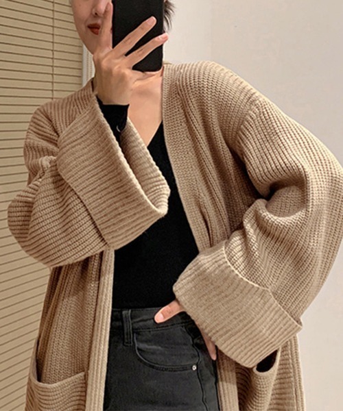 Miniministore(ミニミニストア)の「ロング ニットカーディガン レディース(カーディガン/ボレロ・レディース・ベージュ/ブラック/ブラウン・フリー)」の8枚目の写真