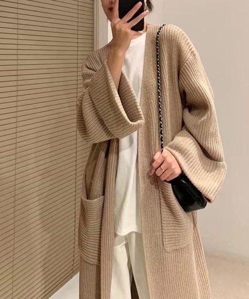 Miniministore(ミニミニストア)の「ロング ニットカーディガン レディース(カーディガン/ボレロ・レディース・ベージュ/ブラック/ブラウン・フリー)」の10枚目の写真
