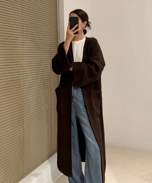 Miniministore(ミニミニストア)の「ロング ニットカーディガン レディース(カーディガン/ボレロ・レディース・ベージュ/ブラック/ブラウン・フリー)」の12枚目の写真