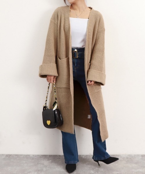 Miniministore(ミニミニストア)の「ロング ニットカーディガン レディース(カーディガン/ボレロ・レディース・ベージュ/ブラック/ブラウン・フリー)」の13枚目の写真