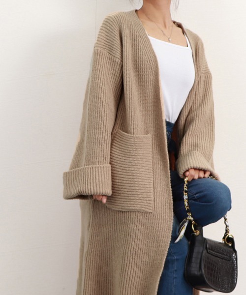 Miniministore(ミニミニストア)の「ロング ニットカーディガン レディース(カーディガン/ボレロ・レディース・ベージュ/ブラック/ブラウン・フリー)」の14枚目の写真