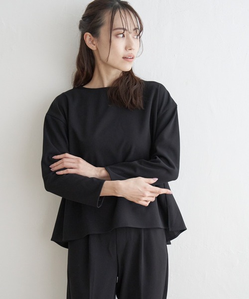 IKKA LOUNGE（イッカラウンジ）の「【フォーマル対応／2点セット】GOKU楽長袖セットアップ（セットアップ・レディース・ネイビー/ブラック・S/M/L/XL）」の9枚目の写真