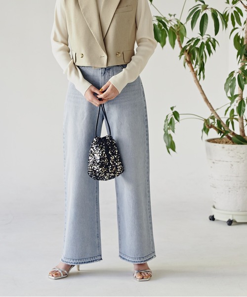 N.（N. Natural Beauty Basic）（エヌエヌナチュラルビューティーベーシック）の「【S Size Line】◆５ポケットワイドリメイクデニム（デニムパンツ・レディース・ライトブルー/ブルー・MEDIUM/SMALL）」の2枚目の写真