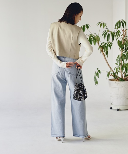 N.（N. Natural Beauty Basic）（エヌエヌナチュラルビューティーベーシック）の「【S Size Line】◆５ポケットワイドリメイクデニム（デニムパンツ・レディース・ライトブルー/ブルー・MEDIUM/SMALL）」の7枚目の写真