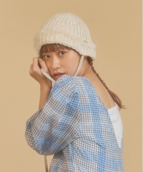 kaorinomori（カオリノモリ）の「kaorinomori アールニット ムゥ / カオリノモリ（ニットキャップ/ビーニー・レディース・ライトグリーン/ライトベージュ/ダークグレー・FREE）」の8枚目の写真