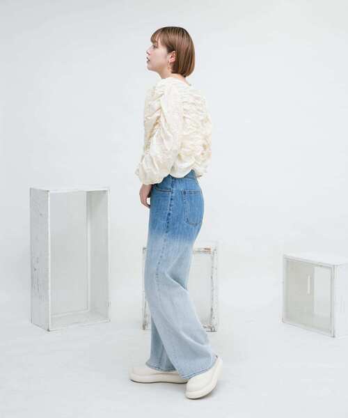 KBF（ケイビーエフ）の「2WAYランダムシャーリングブラウス（シャツ/ブラウス・レディース・グリーン/ブラック/ライトベージュ・ONE）」の10枚目の写真