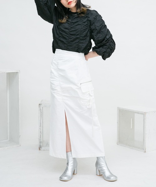 KBF（ケイビーエフ）の「2WAYランダムシャーリングブラウス（シャツ/ブラウス・レディース・グリーン/ブラック/ライトベージュ・ONE）」の16枚目の写真