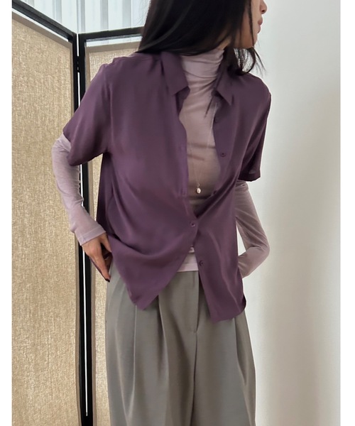 Didot.showroom(ディドット ショールーム)の「ソフトシアーシャツ(シャツ/ブラウス・レディース・ホワイト/チャコールグレー/ブラック/ワイン・FREE)」の4枚目の写真