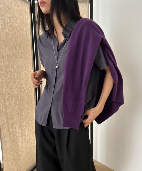 Didot.showroom(ディドット ショールーム)の「ソフトシアーシャツ(シャツ/ブラウス・レディース・ホワイト/チャコールグレー/ブラック/ワイン・FREE)」の3枚目の写真