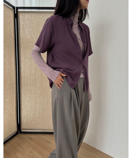 Didot.showroom(ディドット ショールーム)の「ソフトシアーシャツ(シャツ/ブラウス・レディース・ホワイト/チャコールグレー/ブラック/ワイン・FREE)」の16枚目の写真