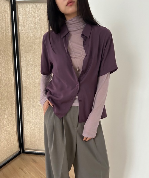 Didot.showroom(ディドット ショールーム)の「ソフトシアーシャツ(シャツ/ブラウス・レディース・ホワイト/チャコールグレー/ブラック/ワイン・FREE)」の14枚目の写真