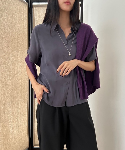 Didot.showroom(ディドット ショールーム)の「ソフトシアーシャツ(シャツ/ブラウス・レディース・ホワイト/チャコールグレー/ブラック/ワイン・FREE)」の18枚目の写真