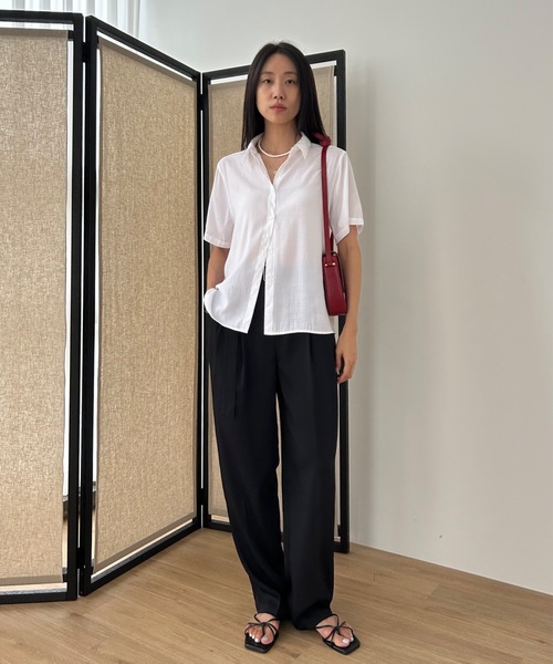 Didot.showroom(ディドット ショールーム)の「ソフトシアーシャツ(シャツ/ブラウス・レディース・ホワイト/チャコールグレー/ブラック/ワイン・FREE)」の8枚目の写真