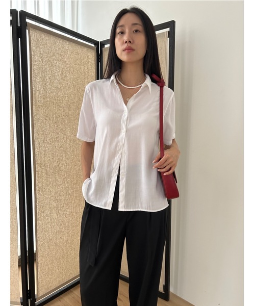 Didot.showroom(ディドット ショールーム)の「ソフトシアーシャツ(シャツ/ブラウス・レディース・ホワイト/チャコールグレー/ブラック/ワイン・FREE)」の9枚目の写真