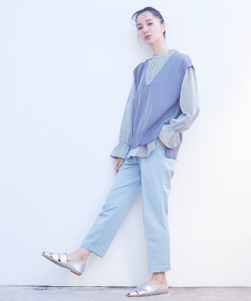 THE SHOP TK (ザ ショップ ティーケー )の「◆【5色展開/美脚/環境に優しい】ツイルワッシャーテーパードパンツ/洗える(その他パンツ・レディース・ネイビー/ブラック/スモーキーグリーン系/ライトベージュ/サックスブルー・10/11/12/13/14)」の12枚目の写真