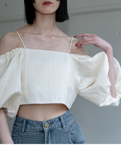 VACANCY（ヴァカンシー）の「フクレジャガード2wayオフショルビスチェ（その他トップス・レディース・アイボリー/ブラック・FREE）」の18枚目の写真