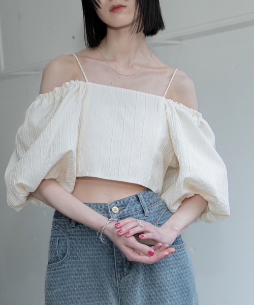 VACANCY（ヴァカンシー）の「フクレジャガード2wayオフショルビスチェ（その他トップス・レディース・アイボリー/ブラック・FREE）」の19枚目の写真