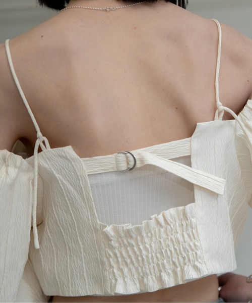 VACANCY（ヴァカンシー）の「フクレジャガード2wayオフショルビスチェ（その他トップス・レディース・アイボリー/ブラック・FREE）」の9枚目の写真