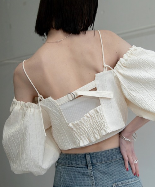 VACANCY（ヴァカンシー）の「フクレジャガード2wayオフショルビスチェ（その他トップス・レディース・アイボリー/ブラック・FREE）」の8枚目の写真