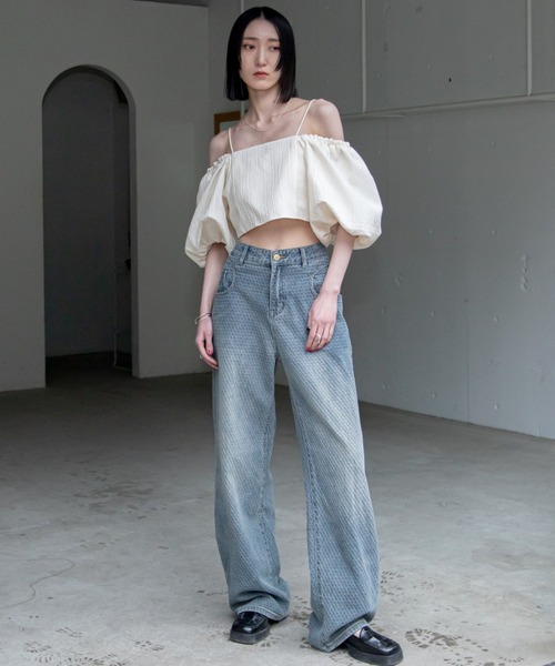 VACANCY（ヴァカンシー）の「フクレジャガード2wayオフショルビスチェ（その他トップス・レディース・アイボリー/ブラック・FREE）」の11枚目の写真