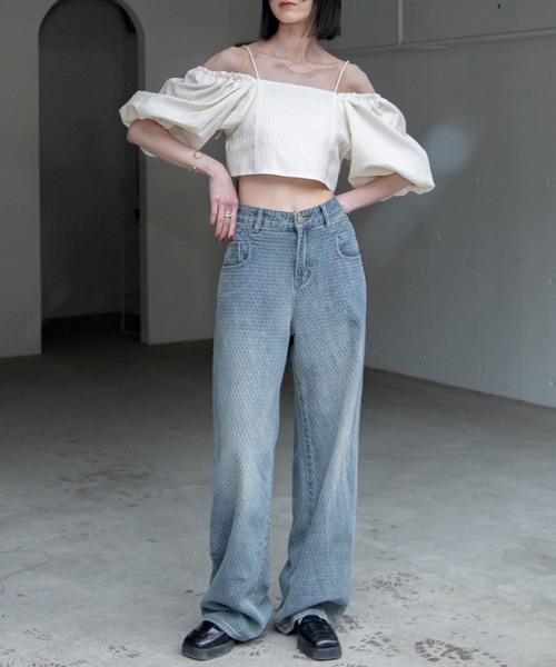 VACANCY（ヴァカンシー）の「フクレジャガード2wayオフショルビスチェ（その他トップス・レディース・アイボリー/ブラック・FREE）」の12枚目の写真