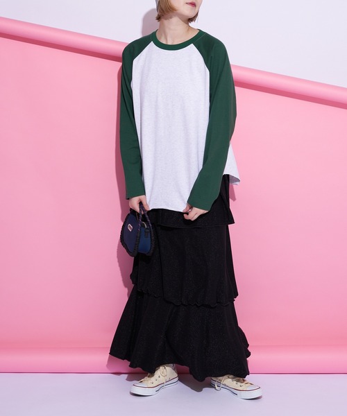 CIAOPANIC(チャオパニック)の「ラグラン配色BIGスウェット(スウェット・レディース・アイボリー/ライトグレー/ブラウン/ピンク・FREE)」の6枚目の写真