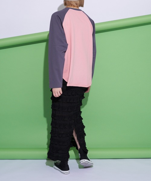 CIAOPANIC(チャオパニック)の「ラグラン配色BIGスウェット(スウェット・レディース・アイボリー/ライトグレー/ブラウン/ピンク・FREE)」の14枚目の写真