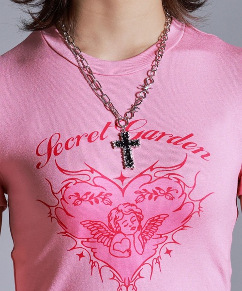 Diable baiser(ディアブルベーゼ)の「エンジェルプリントアームウォーマー付半袖カットソー(Tシャツ/カットソー・レディース・ベビーピンク・SMALL/MEDIUM/LARGE)」の9枚目の写真