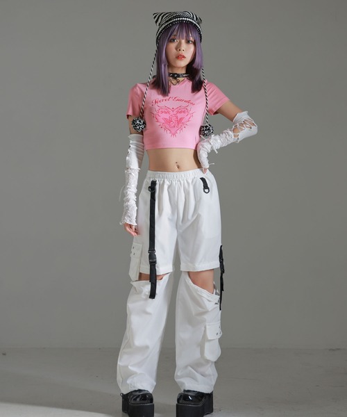 Diable baiser(ディアブルベーゼ)の「エンジェルプリントアームウォーマー付半袖カットソー(Tシャツ/カットソー・レディース・ベビーピンク・SMALL/MEDIUM/LARGE)」の5枚目の写真