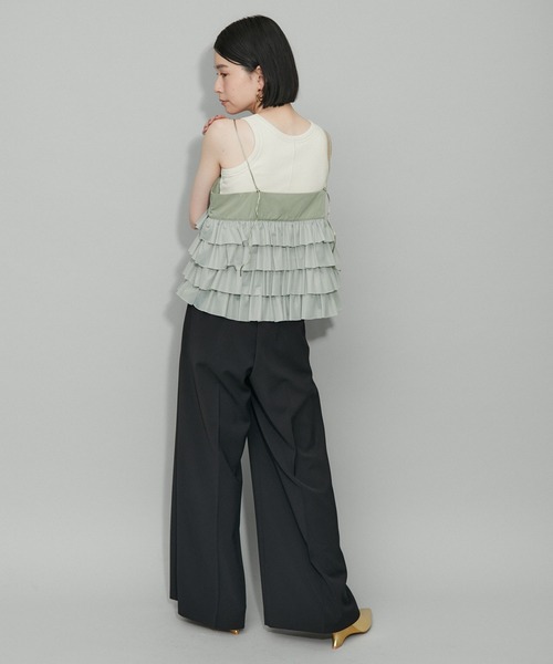 ADAM ET ROPE'（アダムエロペ）の「【WEB限定】ティアードキャミソール（キャミソール・レディース・キナリ/グリーン系その他2/ブラック・FREE）」の7枚目の写真