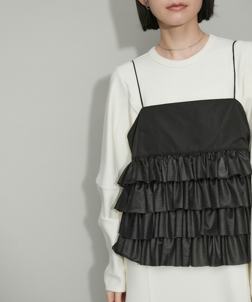 ADAM ET ROPE'（アダムエロペ）の「【WEB限定】ティアードキャミソール（キャミソール・レディース・キナリ/グリーン系その他2/ブラック・FREE）」の9枚目の写真