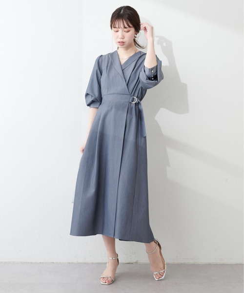 natural couture(ナチュラルクチュール)の「WEB限定 / オープンネックレディワンピース(ワンピース・レディース・ブラック/グレイッシュベージュ/ブルー/オレンジ・FREE)」の14枚目の写真